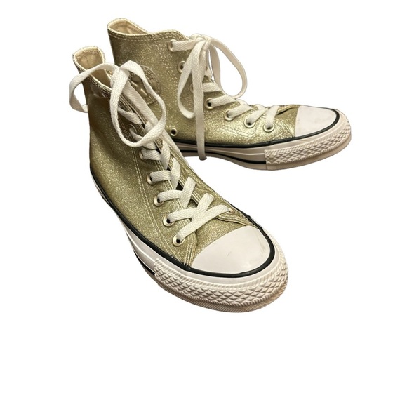Converse Chuck Taylor All Star High “Light Gold Glitters”. Size 5. - Picture 2 of 5